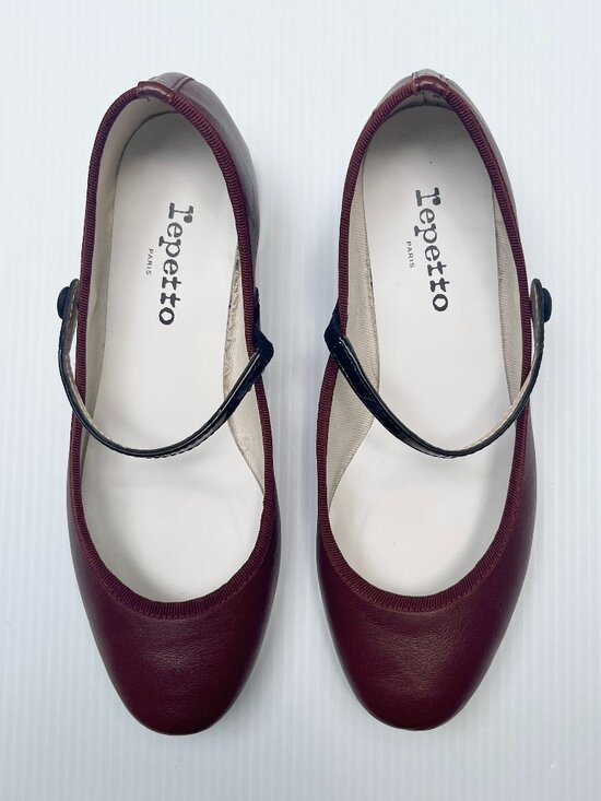 Repetto Shoes - Repetto Rose Mary Jane Leather Heels in "Icone" Burgundy - Size 38 EU/7 US